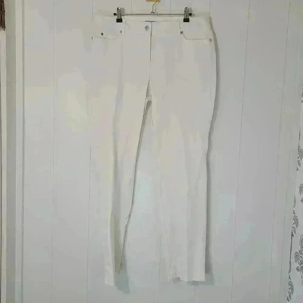 J. McLaughlin White Straight Leg Pants Jeans Flaw Size 14